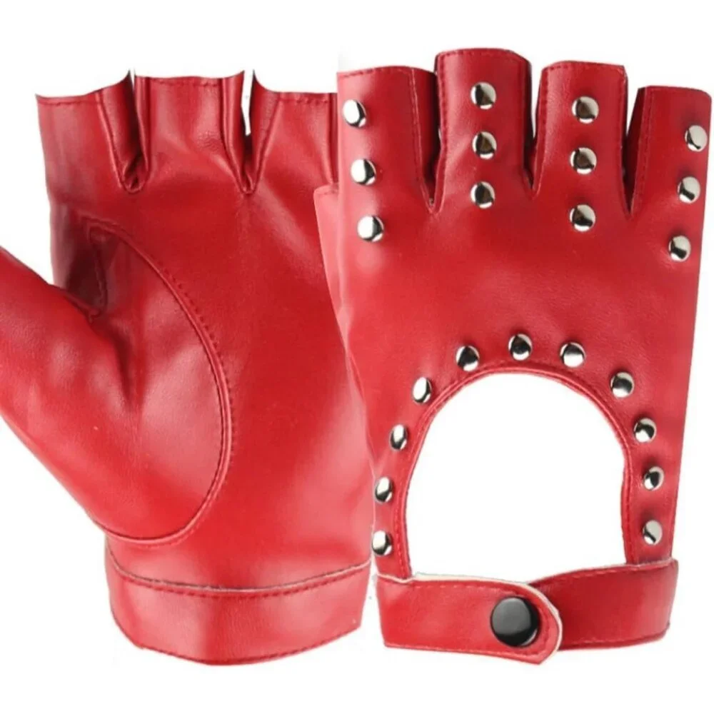 Women's Red-1 Fingerless Cosplay Gothic Gloves Punk Rock Halloween Party